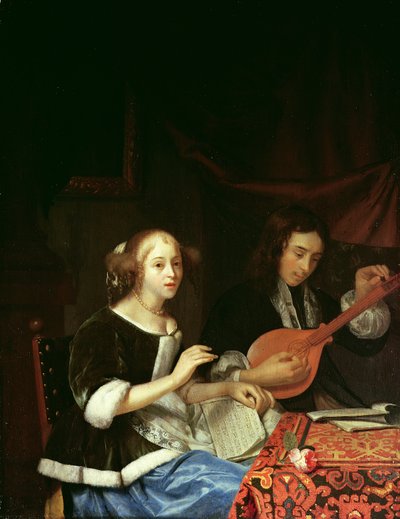 A Young Couple Making Music, c.1665-70 by Godfried Schalcken